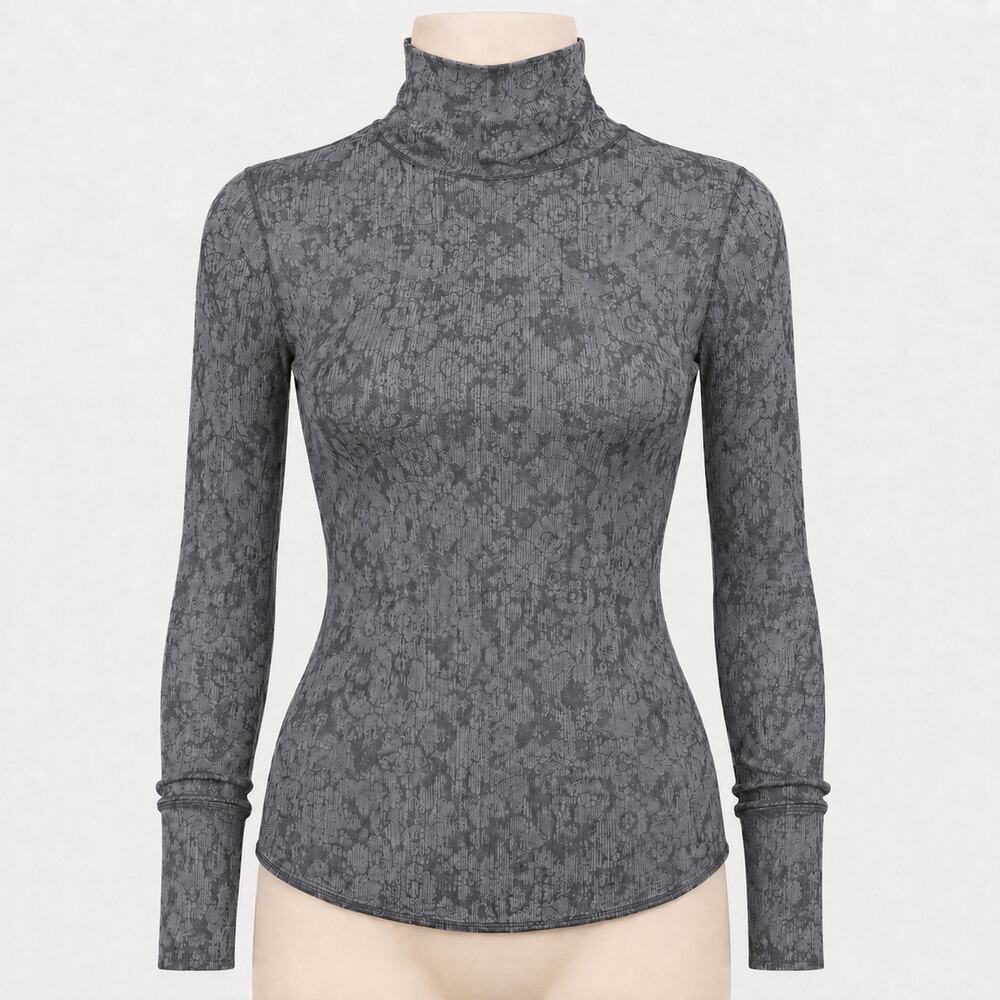 Intimately Free People Gray Floral Burnout Turtleneck Top Women’s Medium M NWOT